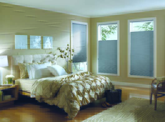 Custom Bedding with Duette® Honeycomb Shades